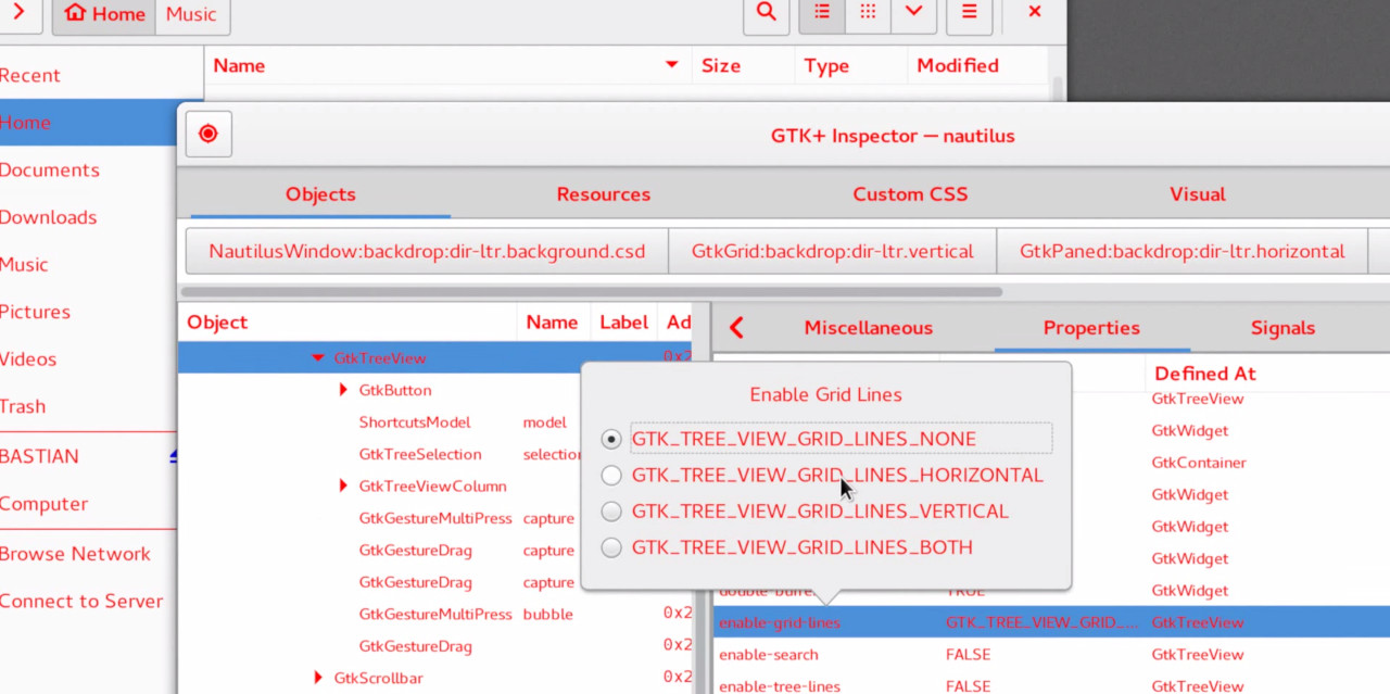 gtk+ inspector